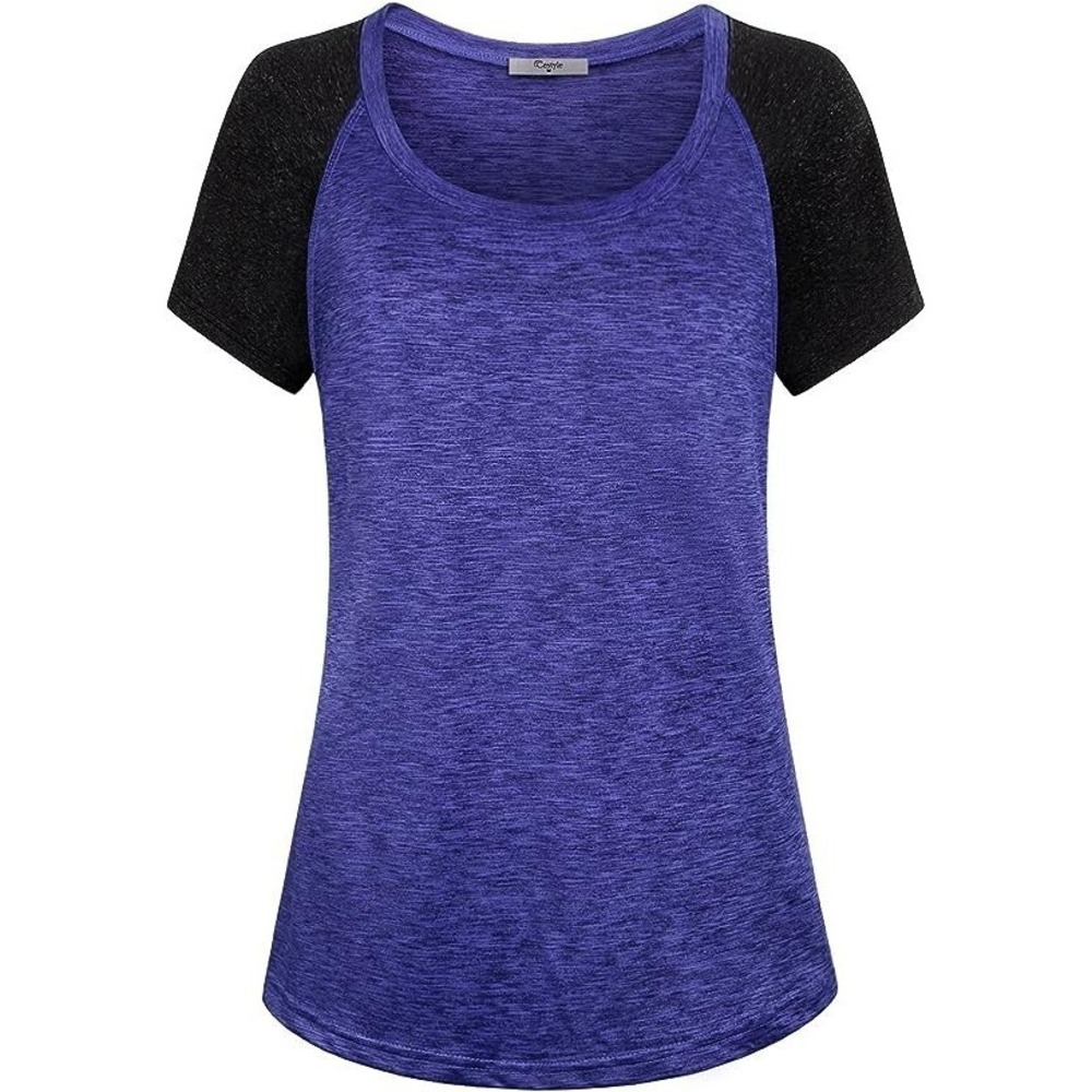 Cestyle Women's Crew Neck Raglan Short Sleeve Yoga Shirt Workout Tunics Tops M